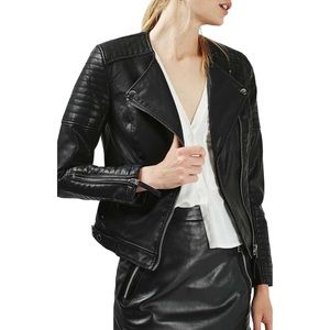 Topshop Nelly Faux Leather Biker Jacket